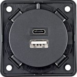 Gniazdo ładowania USB A/C - matowy antracyt 